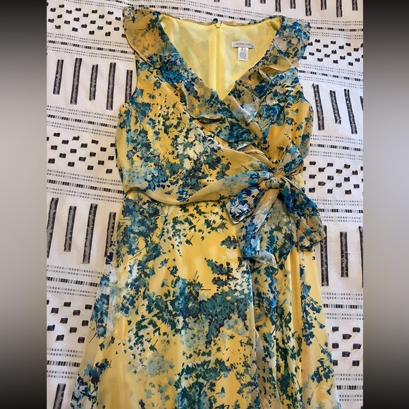 London Times floral dress, yellow and blue, size 4, beautiful! - Picture 6 of 9